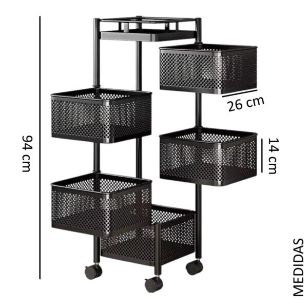 Carrito organizador de Acero de carbono con ruedas - Imagen 6